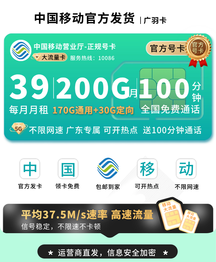 广东移动广羽卡详情